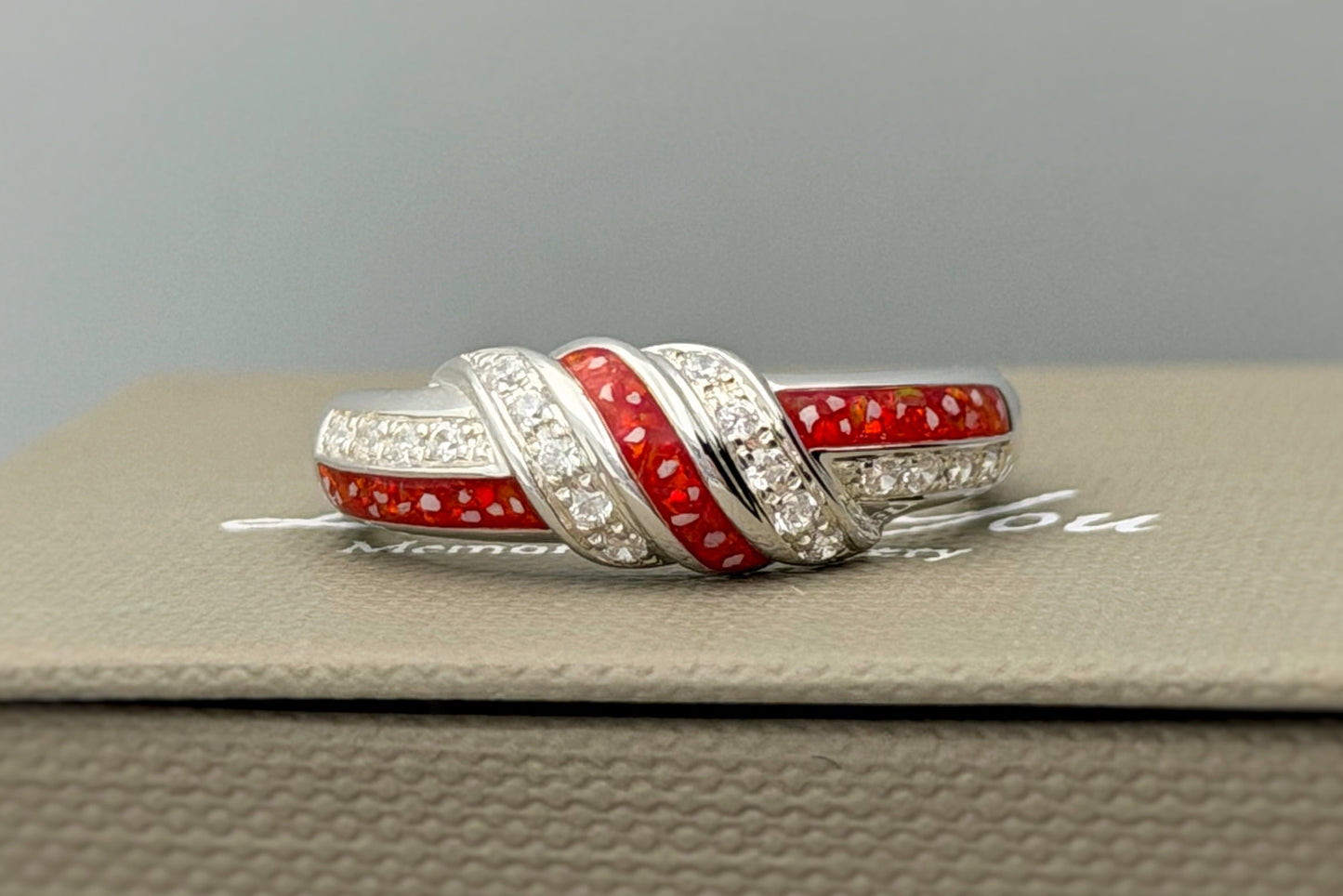 925 Silver Three Stone Knot Twist Band Ring