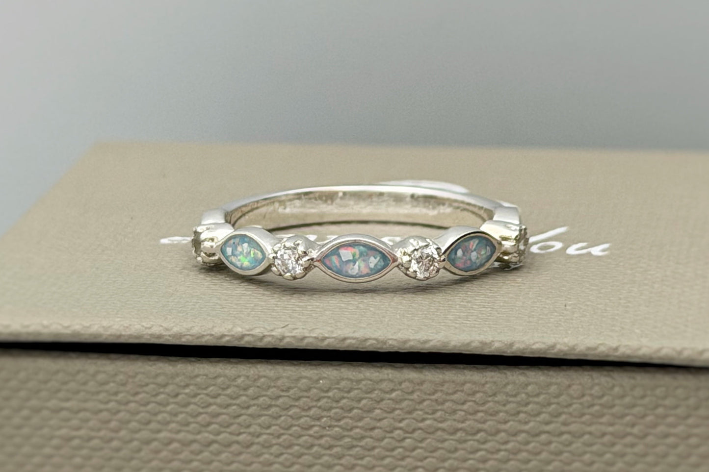 925 Silver Half Marquis Crystal Ring