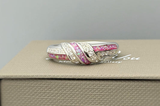 925 Silver Three Stone Knot Twist Band Ring