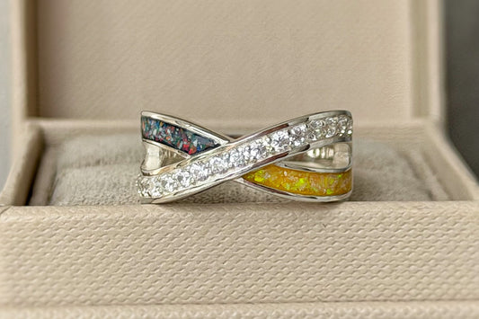 925 Silver Two Stone Reverse Infinity Crystal Ring