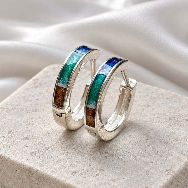 925 Silver Hoop Channel Memorial Earrings