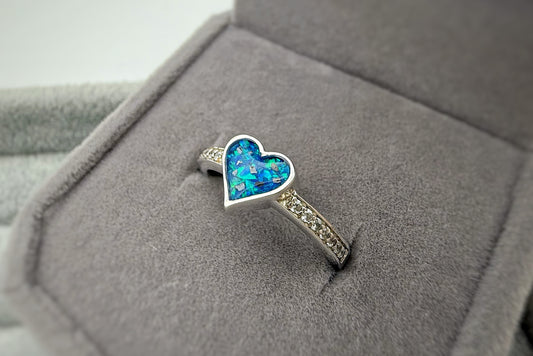 925 Silver Heart Crystal Shoulder Ring