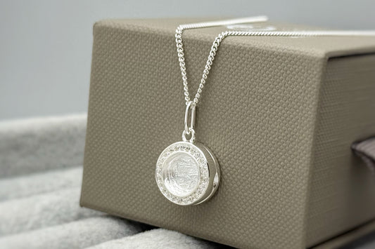 925 Silver Round Halo Locket Pendant