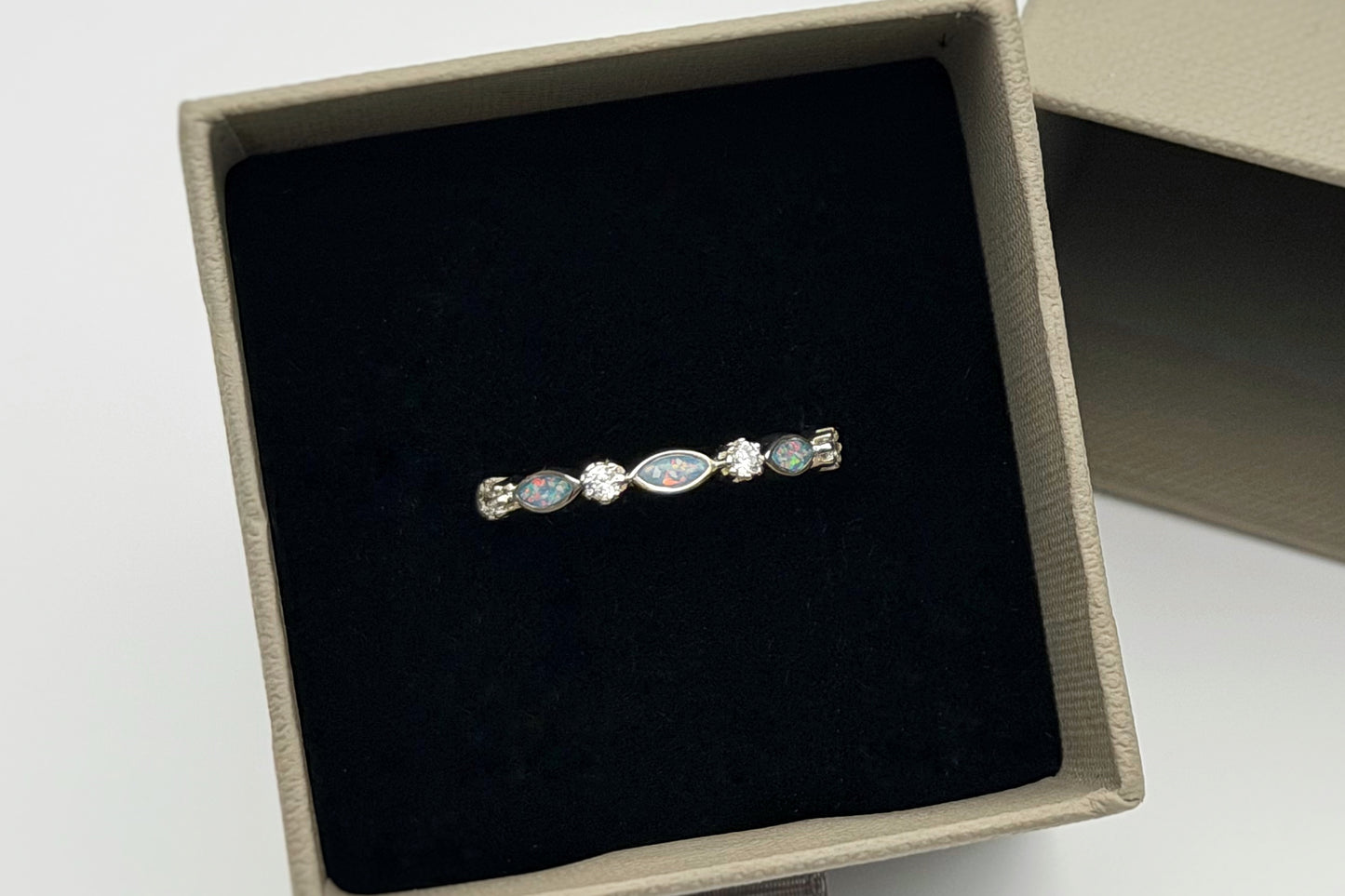 925 Silver Half Marquis Crystal Ring