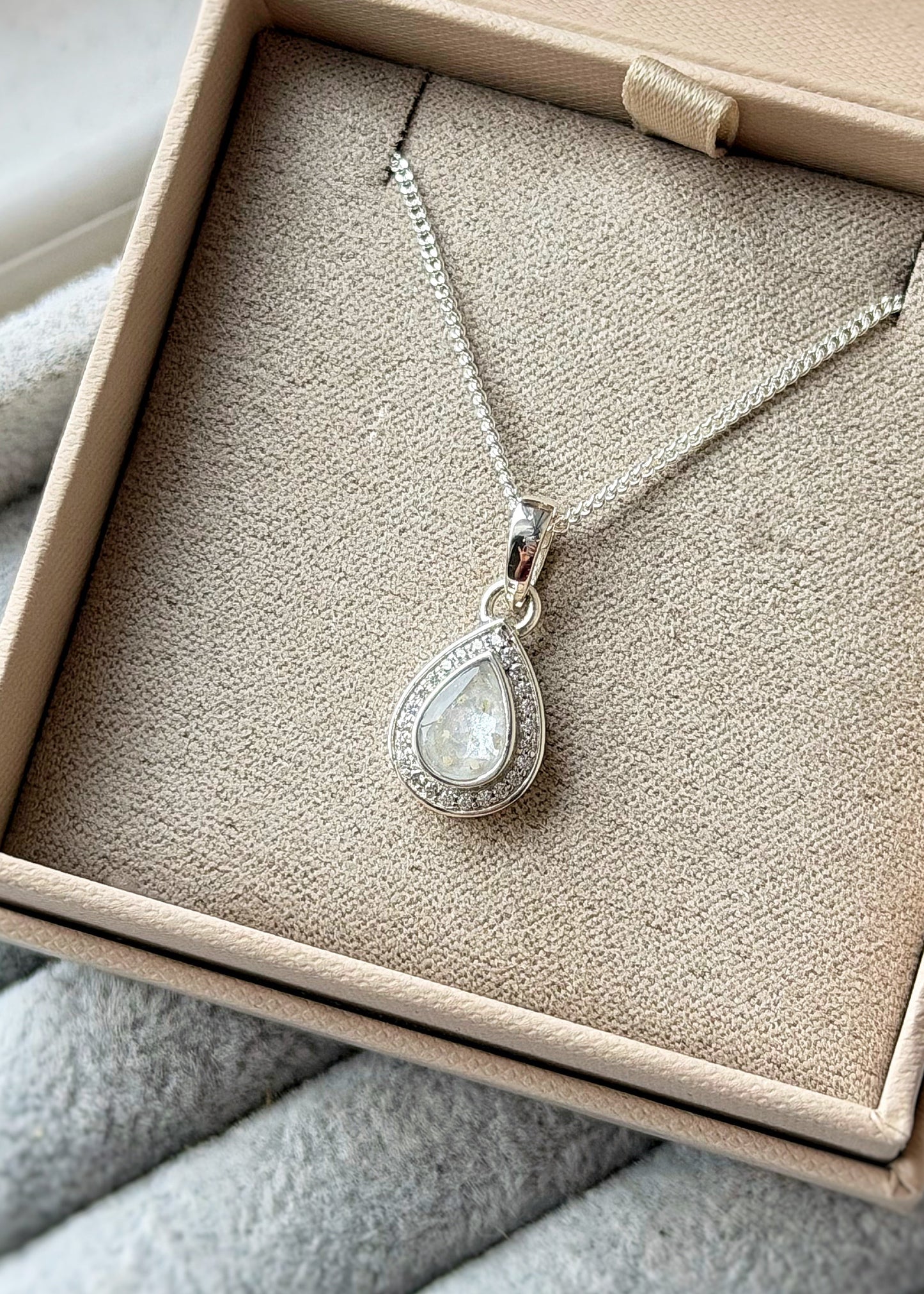 925 Silver Pear Drop Crystal Pendant