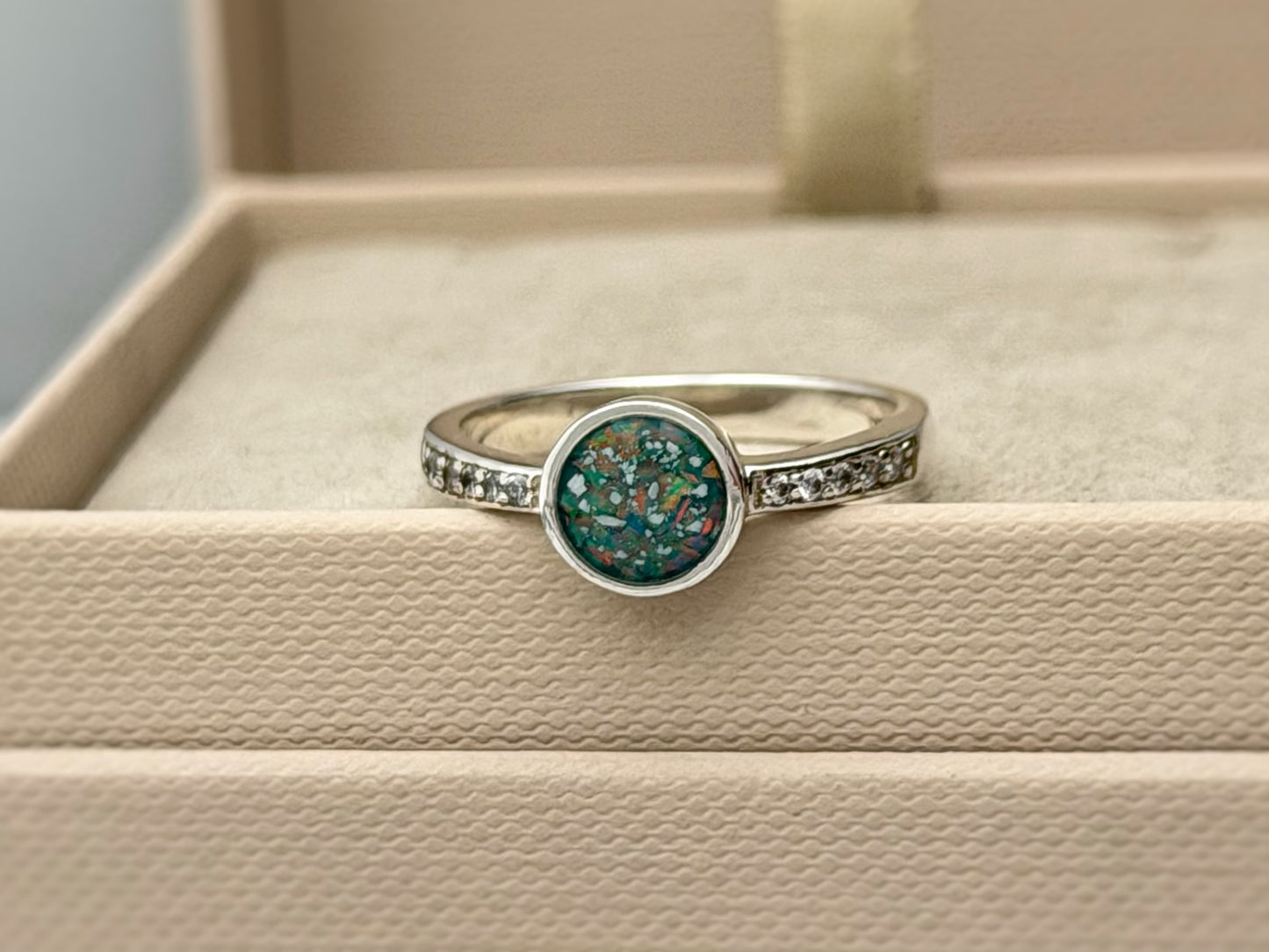 925 Silver Round Crystal Shoulder Ring