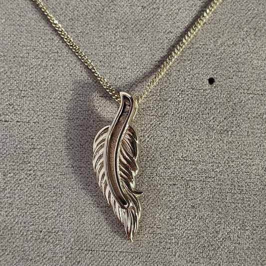 9K Gold Feather Pendant