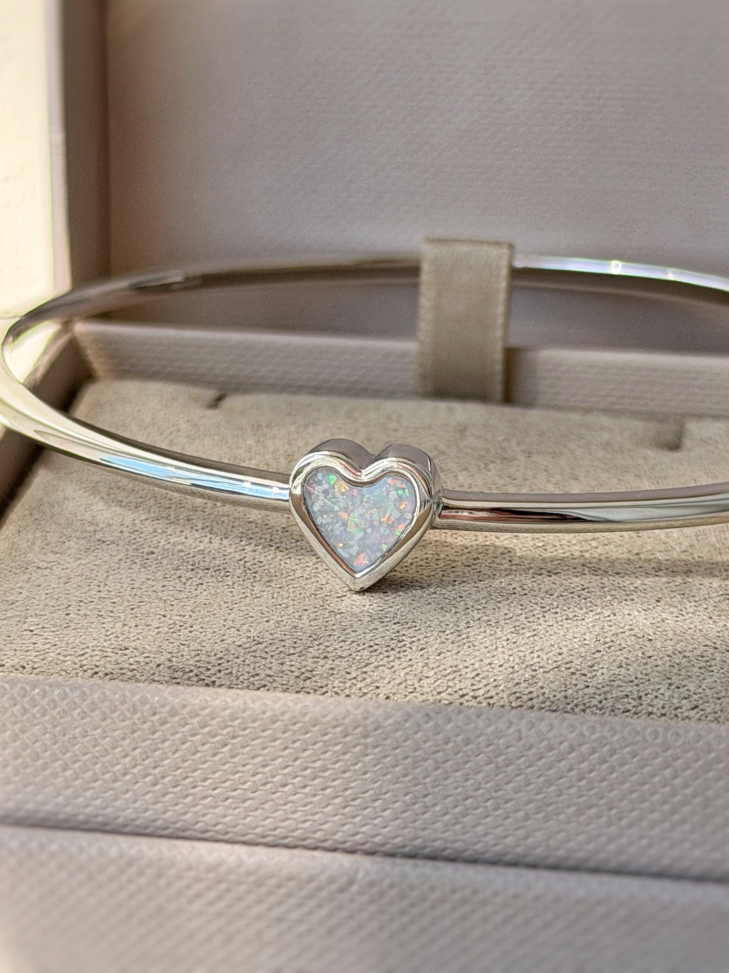 925 Silver Mini Bubble Heart Safety Bangle