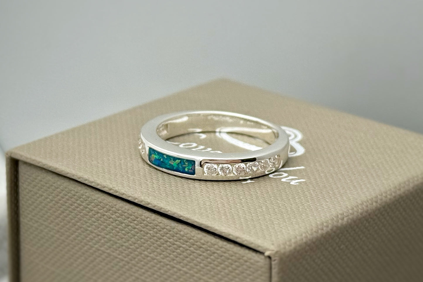 925 Silver Rectangular Crystal Channel Set Band Ring