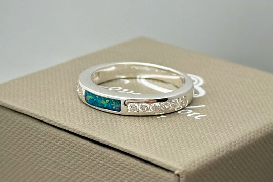 925 Silver Rectangular Crystal Channel Set Band Ring