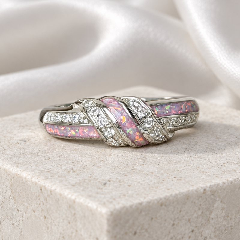 925 Silver Three Stone Knot Band Ring