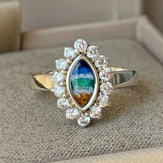 925 Silver Princess Marquise Crystal Ring