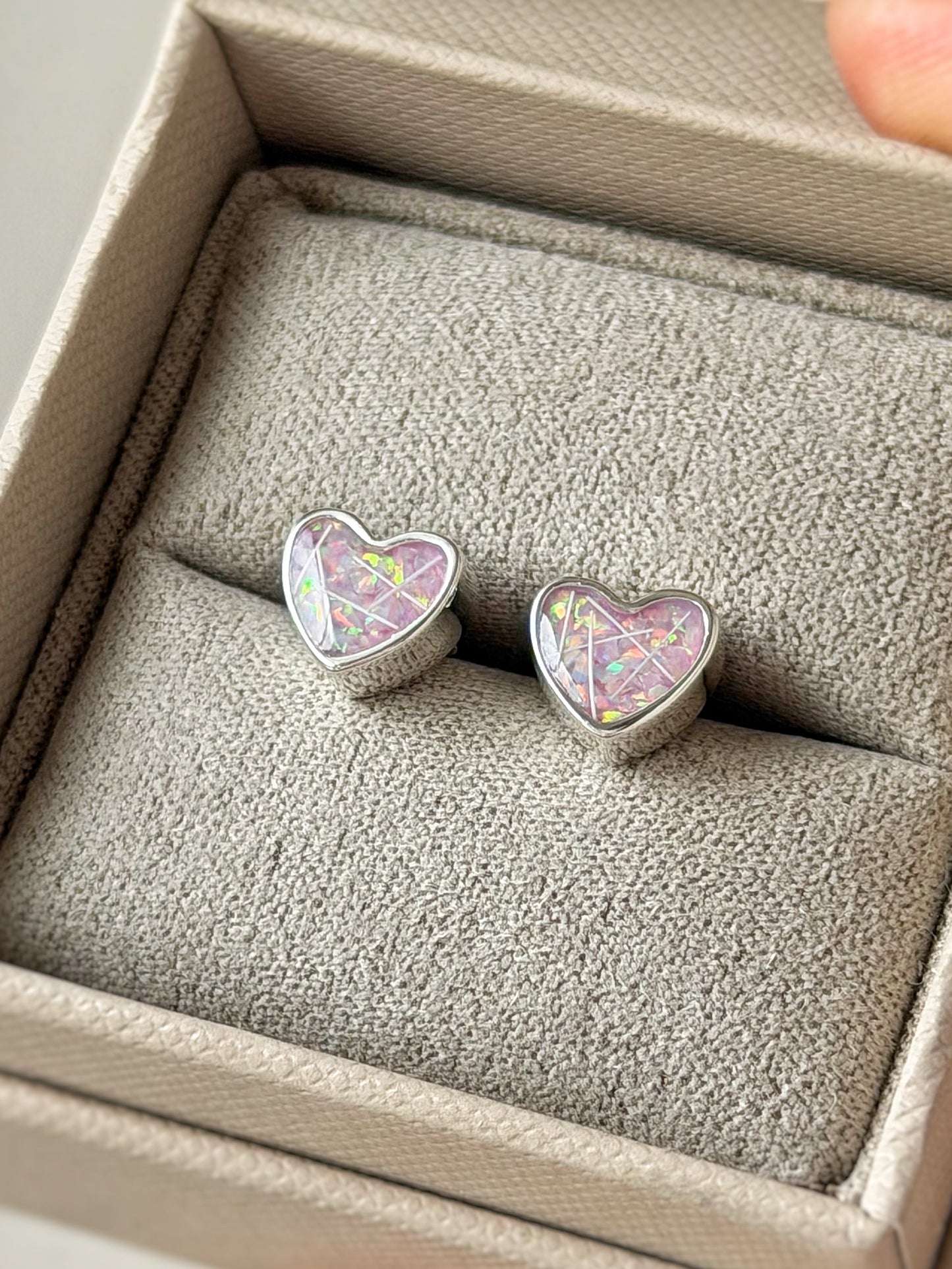 925 Silver Heart Stud Memorial Earrings