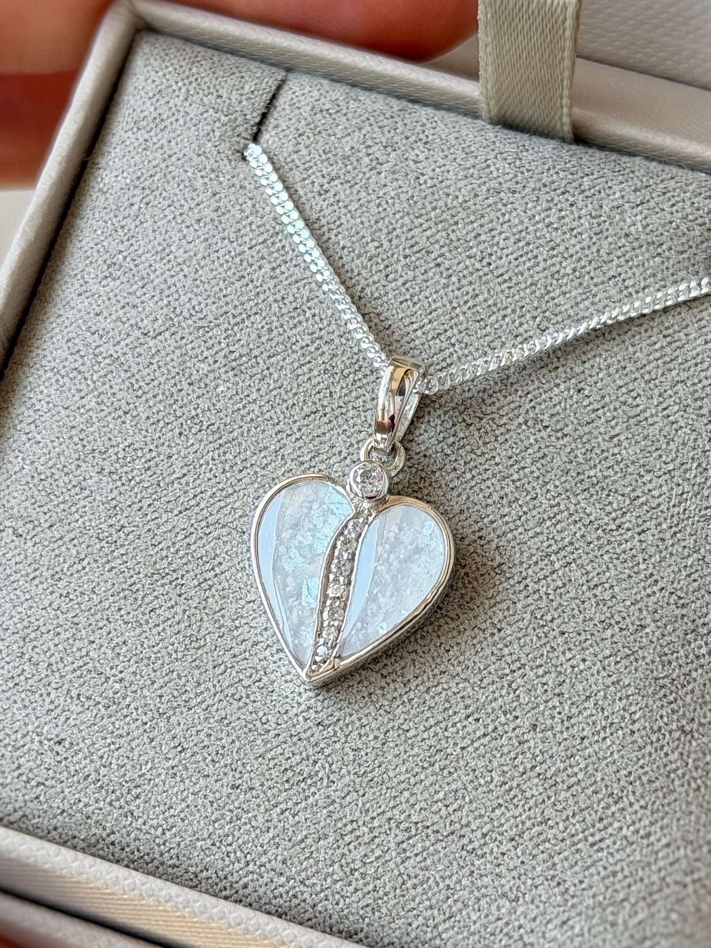 925 Silver Divided Heart Crystal Pendant