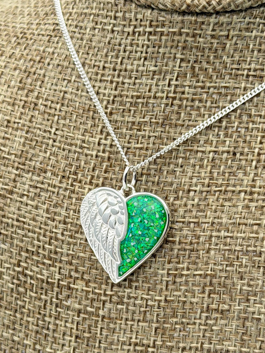 925 Silver Half Wing Heart Pendant