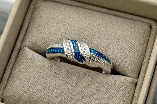 925 Silver Three Stone Knot Twist Band Ring