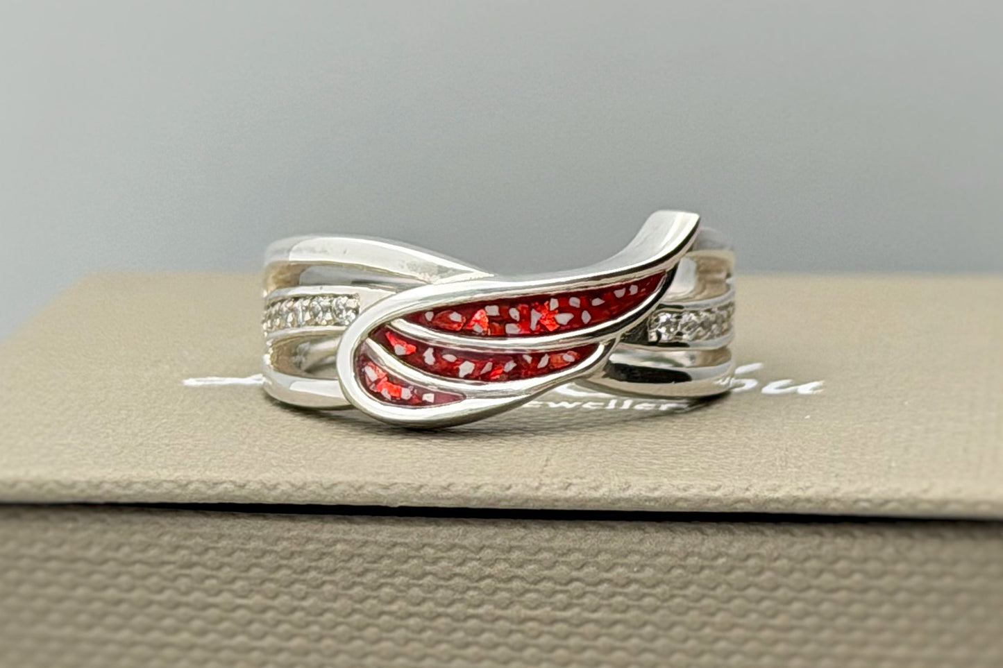 925 Silver Angel Wing Crystal Ring