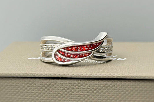 925 Silver Angel Wing Crystal Ring