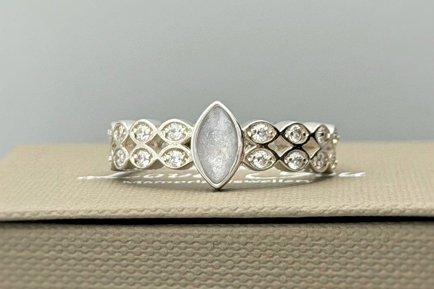 925 Silver Double Band Crystal Marquise Ring
