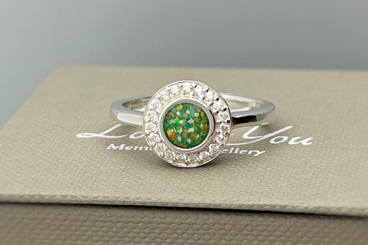 925 Silver Halo Cluster Crystal Ring