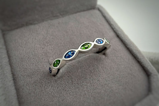 925 Silver Half Almond Band Ring