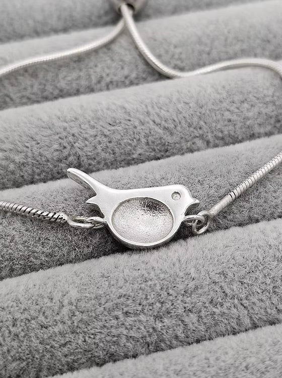 925 Silver Adjustable Snake Chain Robin Bracelet