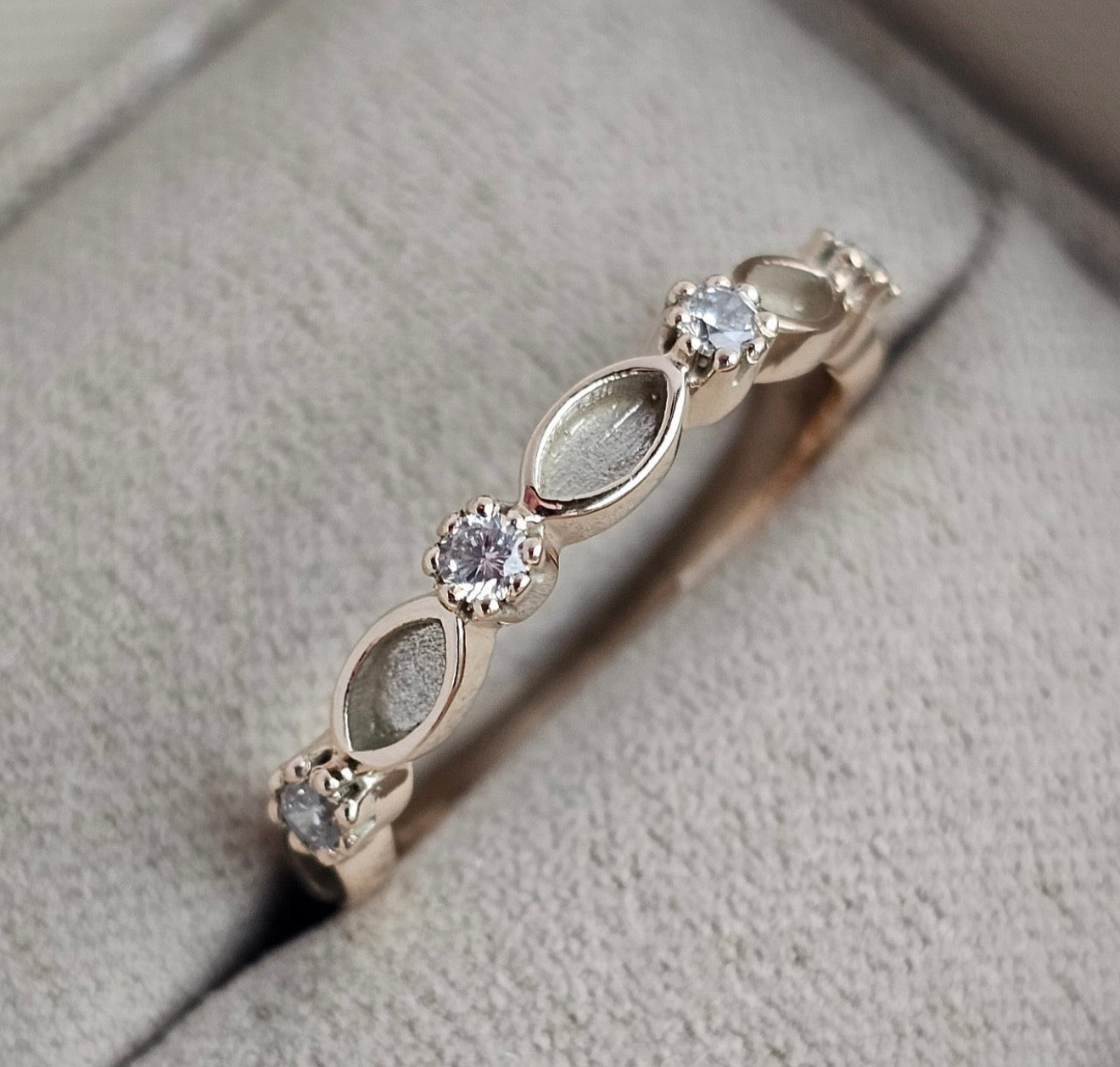 9k Gold Half Marquise Crystal Ring