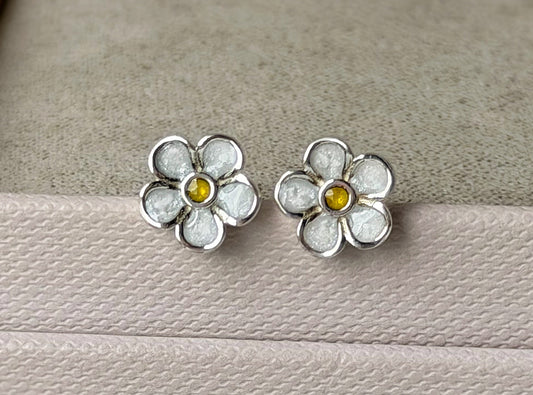 925 Silver Flower Stud Memorial Earrings