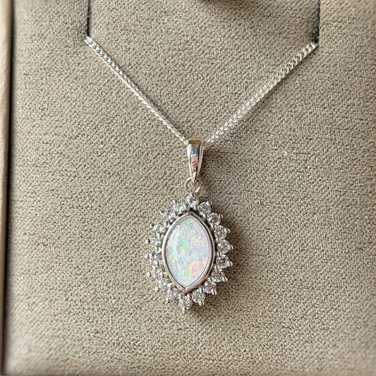 925 Silver Princess Marquise Crystal Surround Pendant