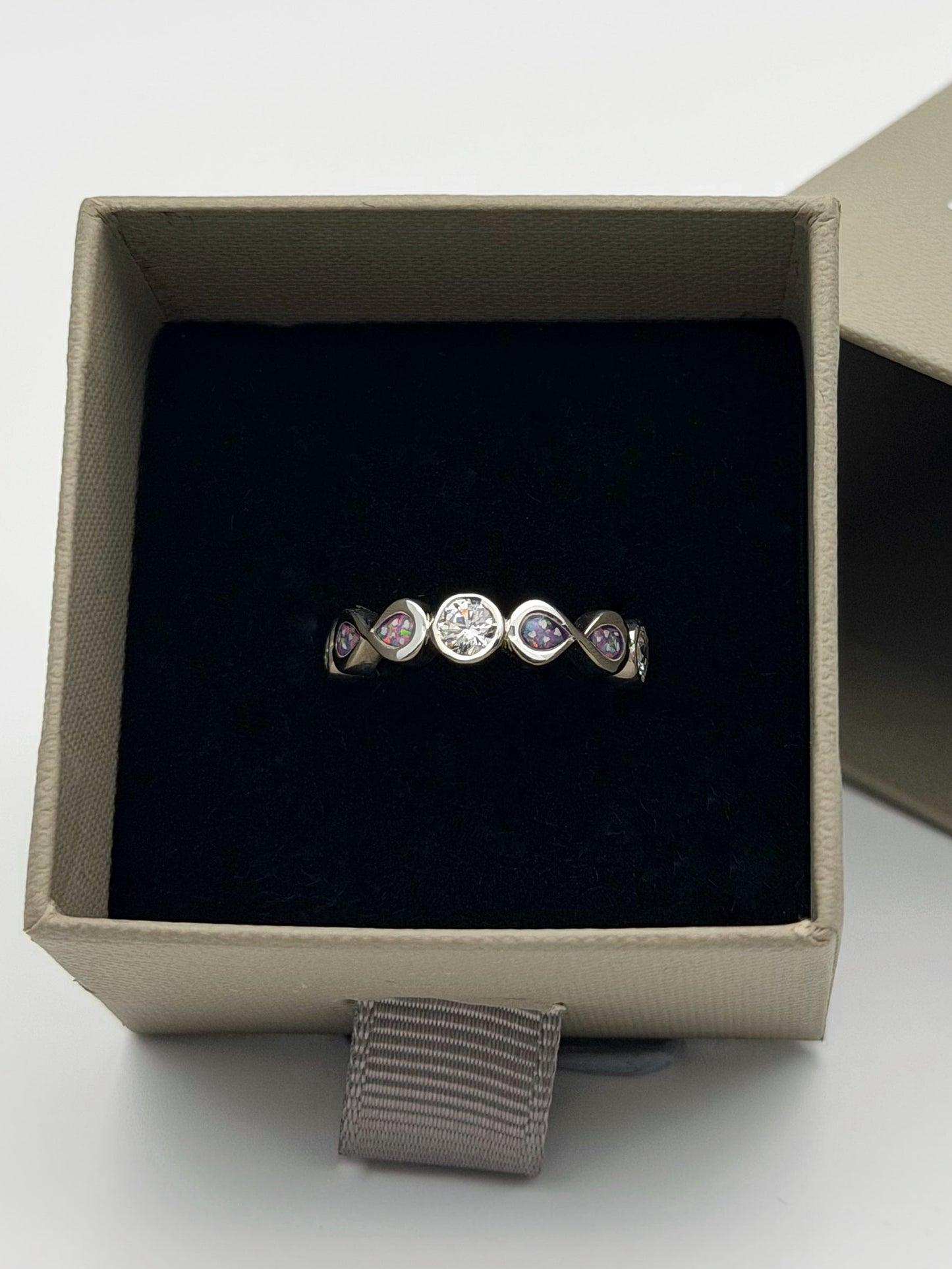 925 Silver Double Infinity Crystal Band Ring