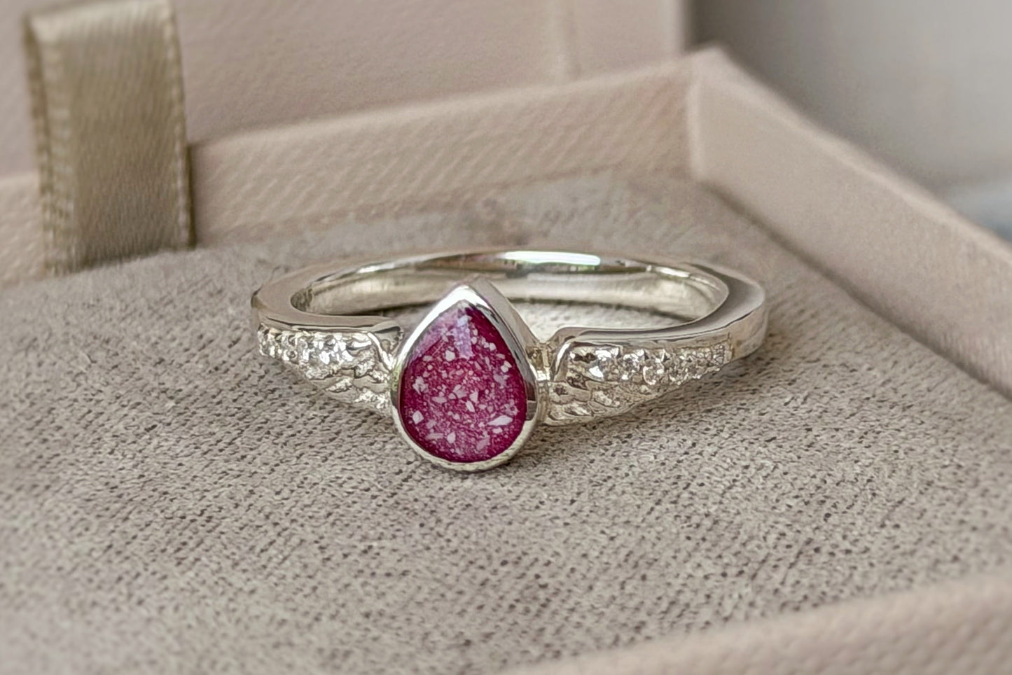 925 Silver Crystal Winged Teardrop Ring