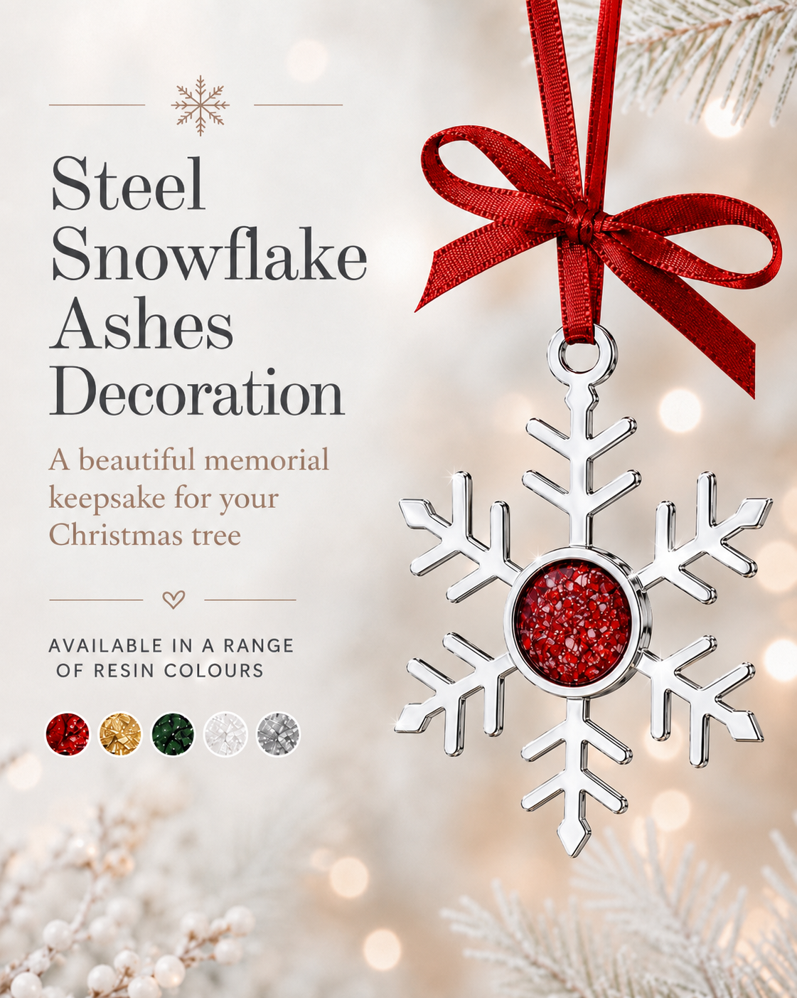 Memorial Snowflake Hanging Decoration with Round Stone