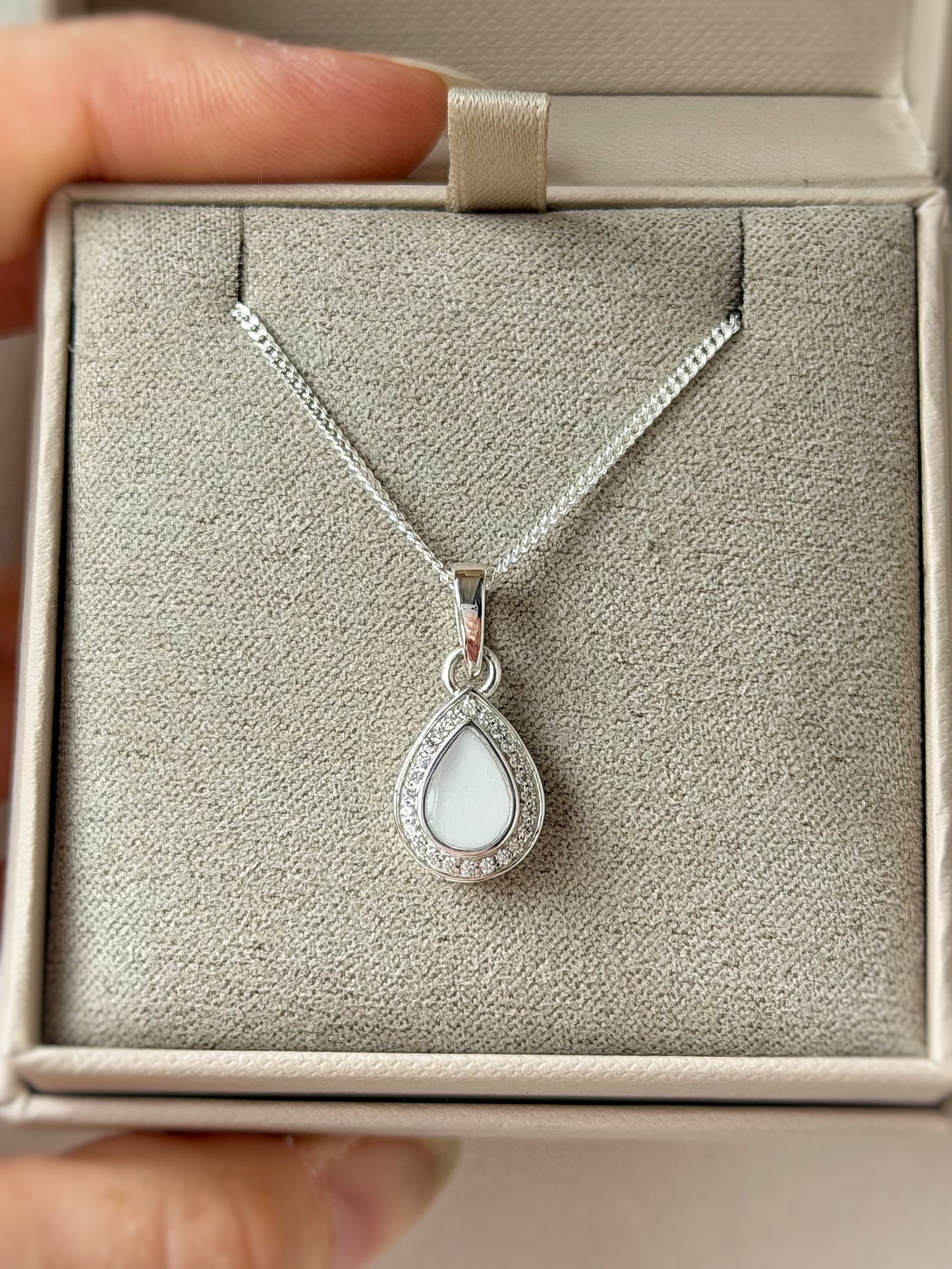 925 Silver Pear Drop Crystal Pendant