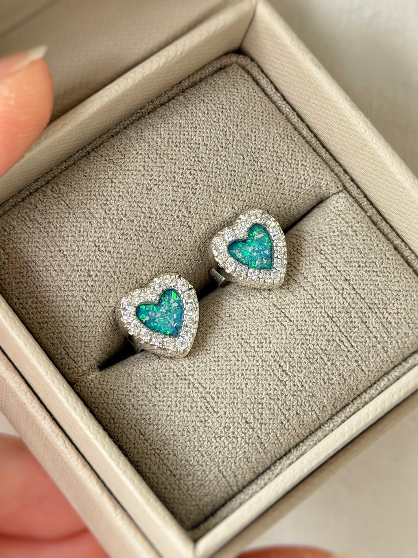 925 Silver Heart Crystal Stud Memorial Earrings