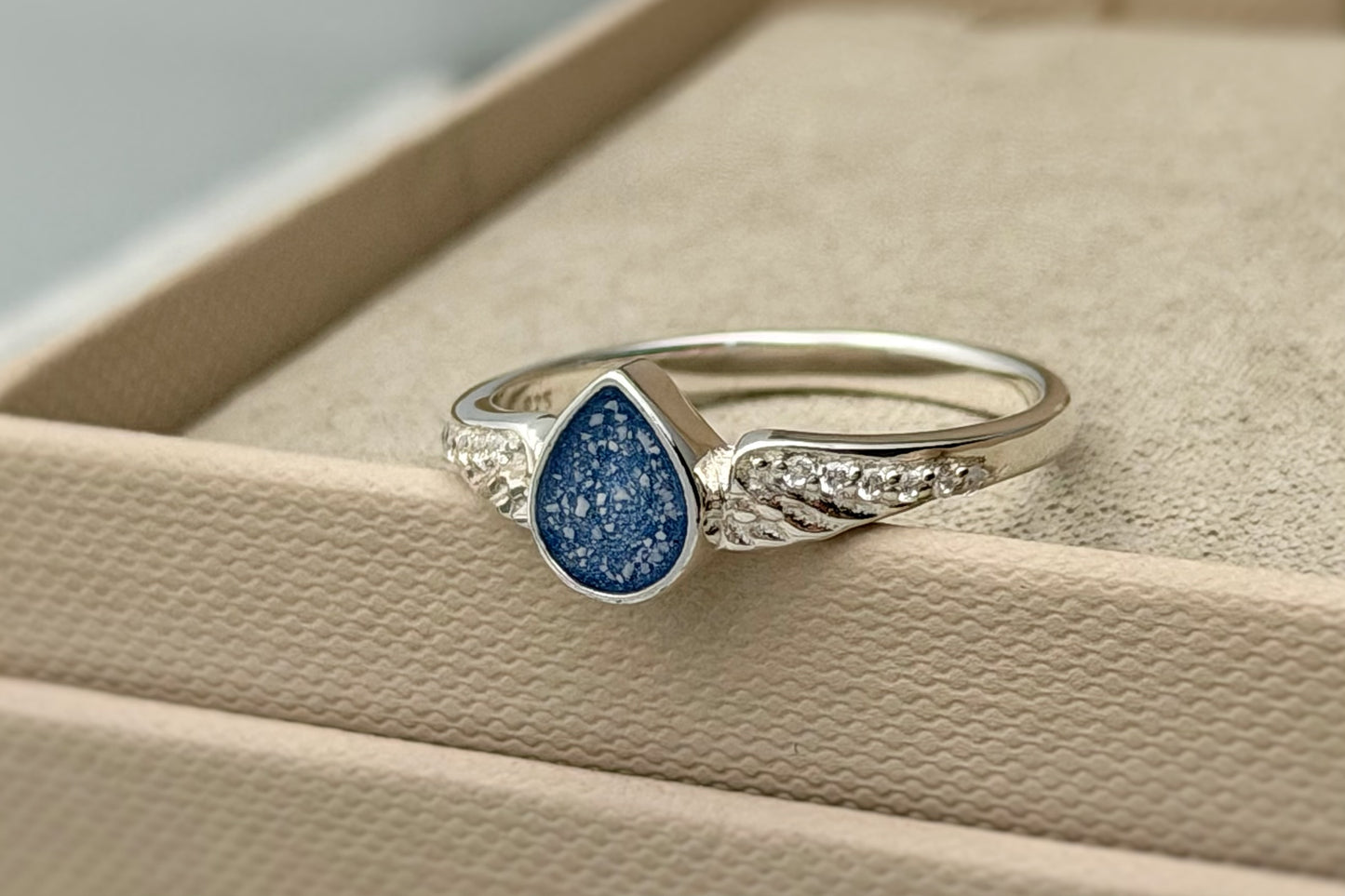 925 Silver Crystal Winged Teardrop Ring