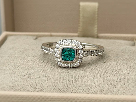 925 Silver Petite Square Cushion Crystal Ring