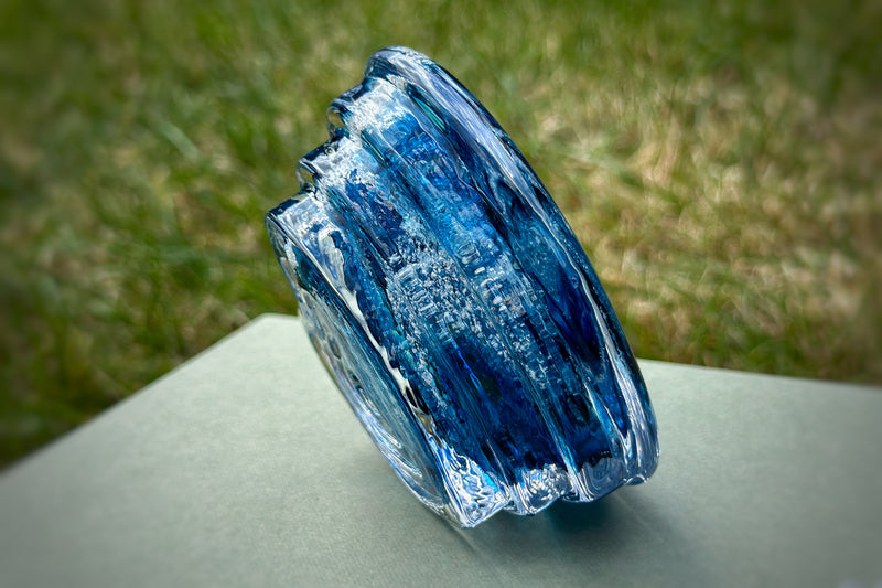 Crystal Glass Ashes Stepped Heart Paperweight