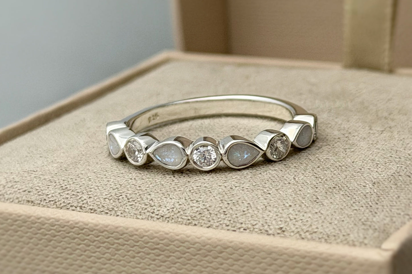 925 Silver Pear Crystal Band Ring