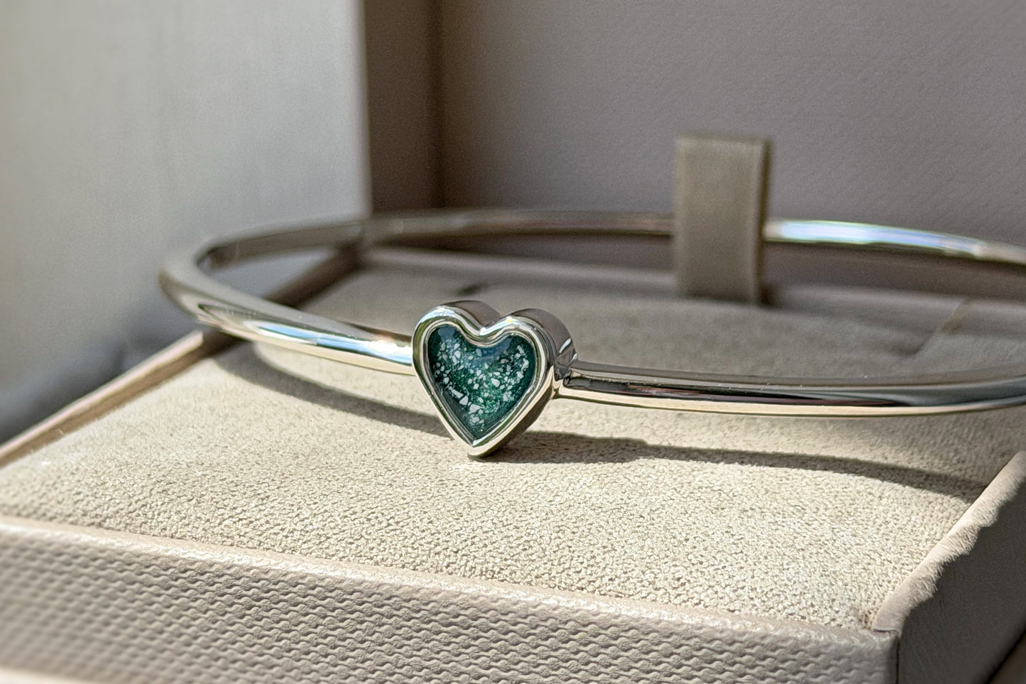 925 Silver Mini Bubble Heart Safety Bangle