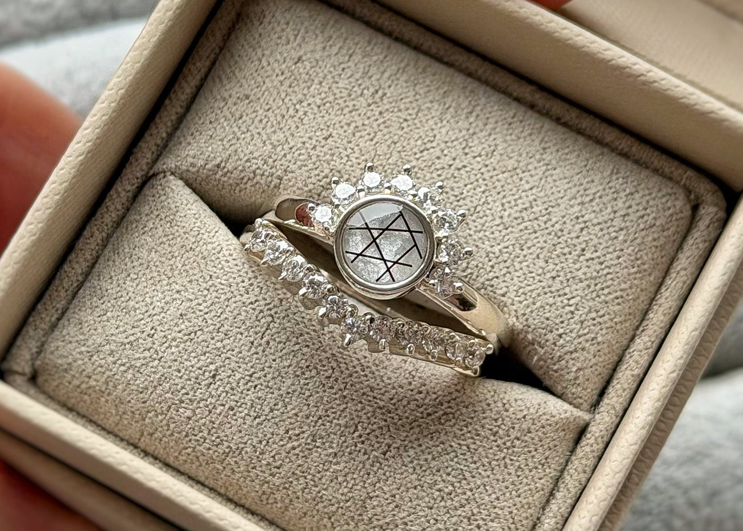 925 Silver Half Halo Crystal Ring