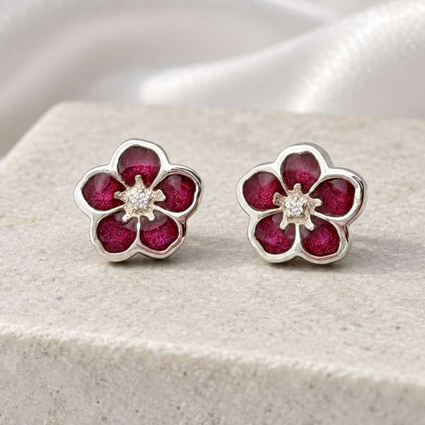 925 Silver Forget-Me-Not Stud Memorial Earrings