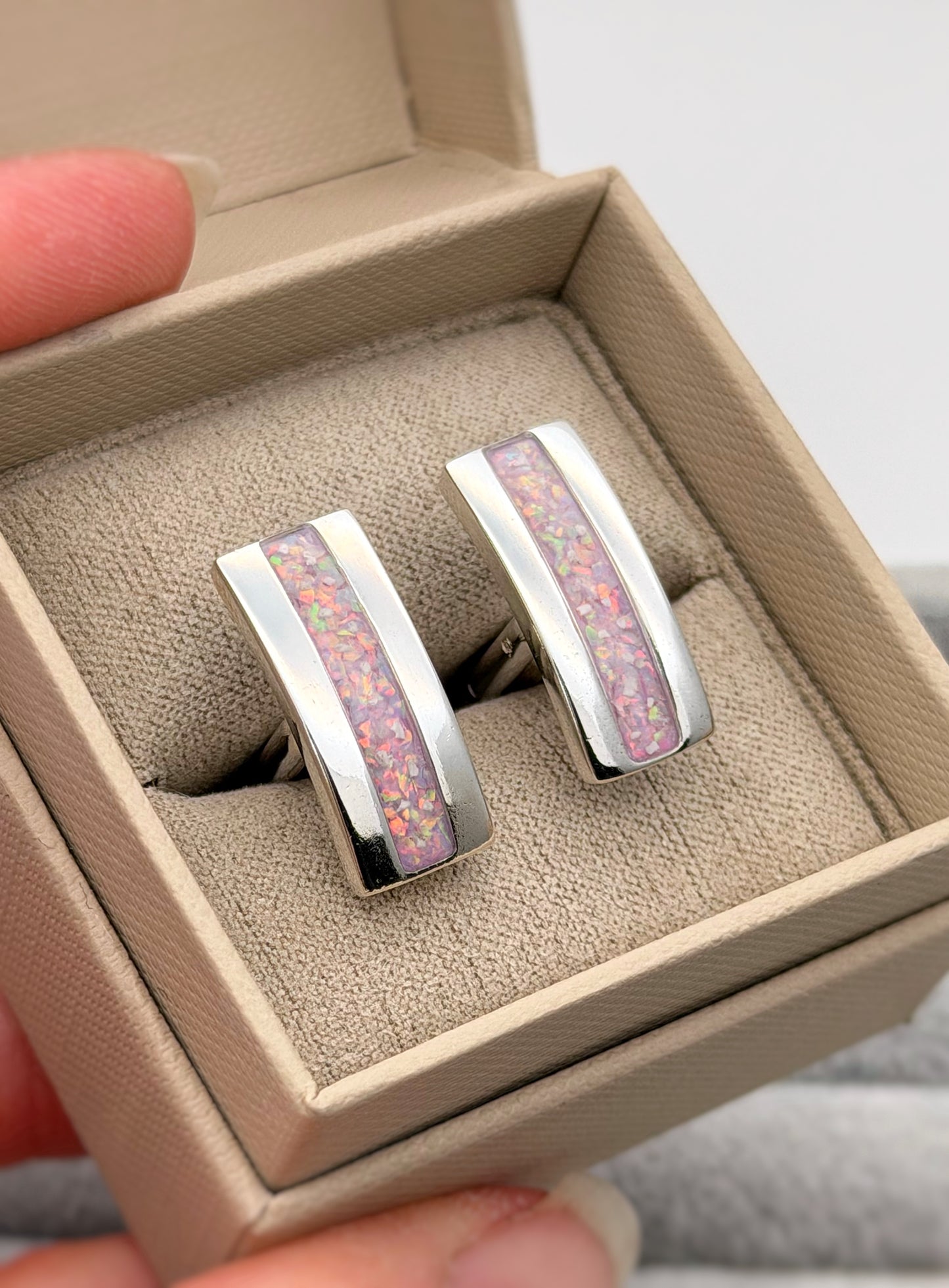 925 Silver Gent’s Curved Rectangular Cufflinks