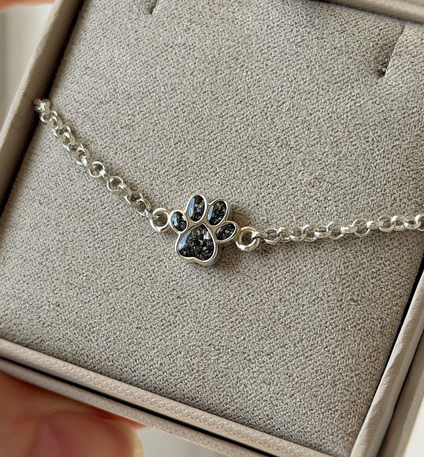 925 Silver Adjustable Belcher Chain Mini Paw-Print Bracelet