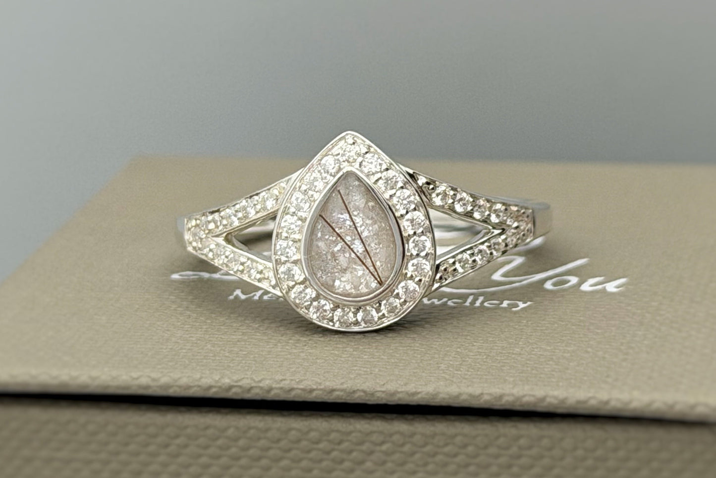 925 Silver Full Crystal Pear Split Band Ring