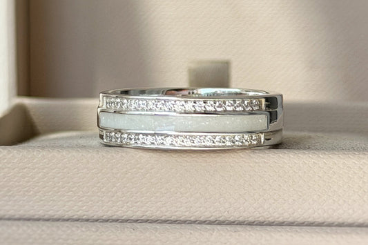 925 Silver 6mm Central Channel Crystal Band Ring