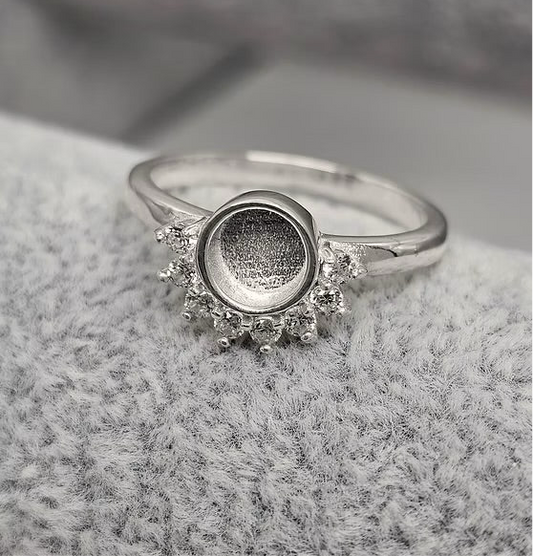 925 Silver Half Halo Crystal Ring