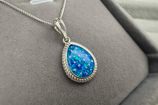 925 Silver Rope Edged Tear Drop Pendant