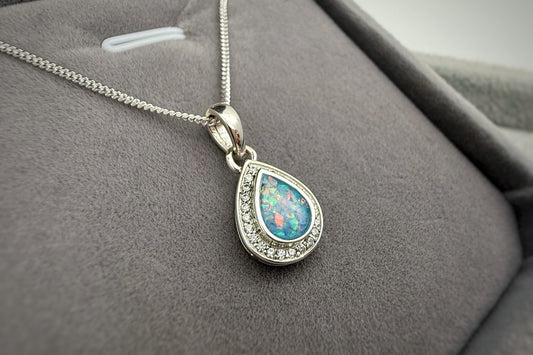 925 Silver Pear Drop Crystal Pendant