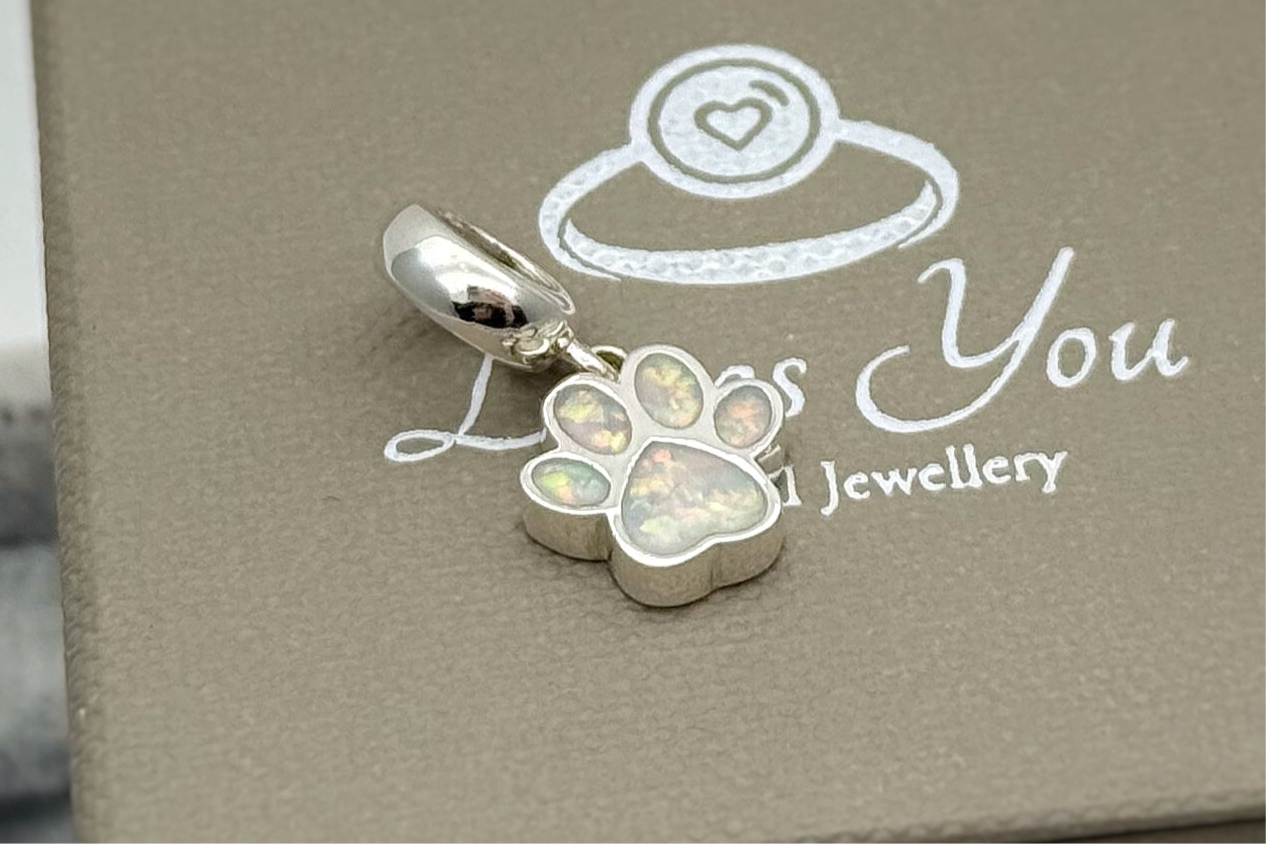 925 Silver Paw Print Dangle Charm