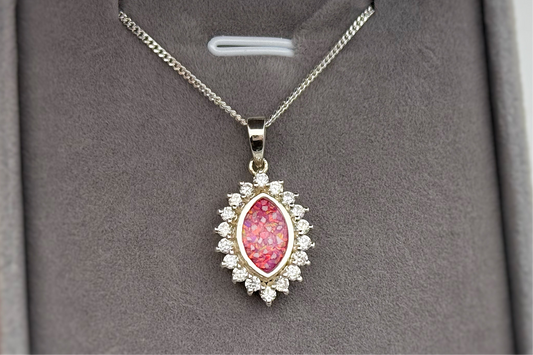 925 Silver Princess Marquise Crystal Surround Pendant